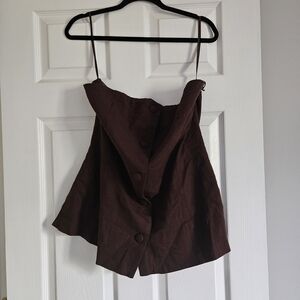 Bailey 44 Espresso Button Down Strapless Top